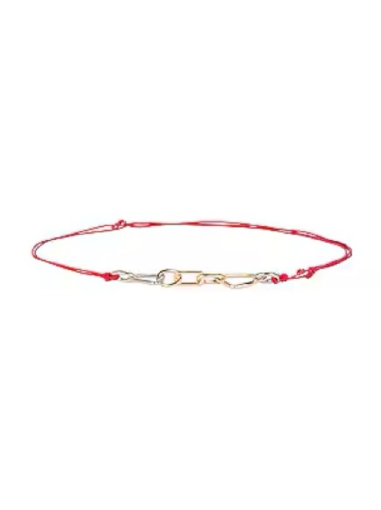 L\'Academie Belt Zoriah Red Leather Gold Silver Link Accent Slide Adjustable main image 6